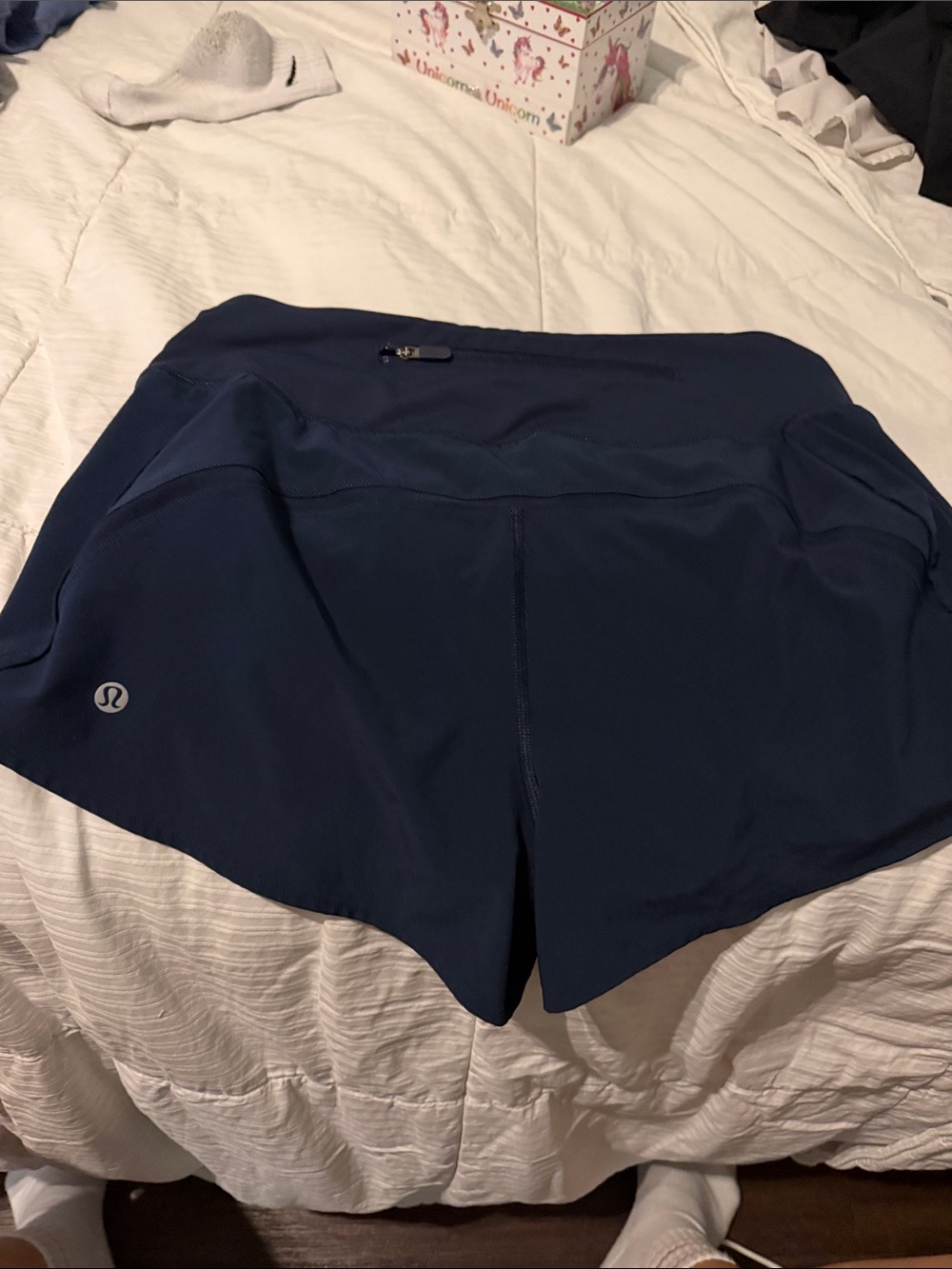 lululemon athletica Navy Athletic Running Shorts with Back Zip Pocket